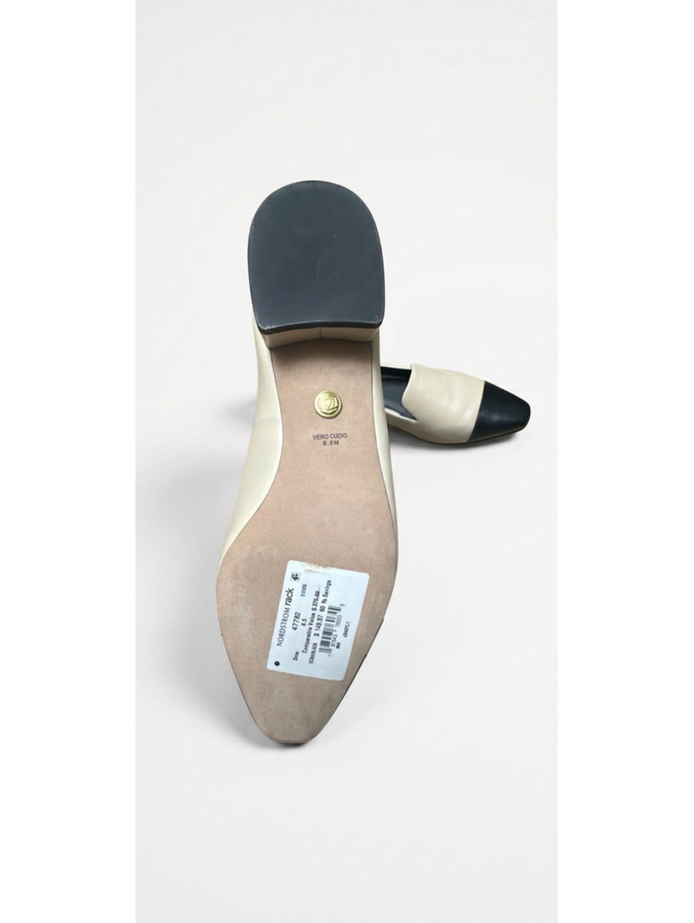 NWOT $375 MSRP Veronica Beard Two Tone Cap Toe Loafer Ecru Black Size 8.5 - Picture 5 of 7